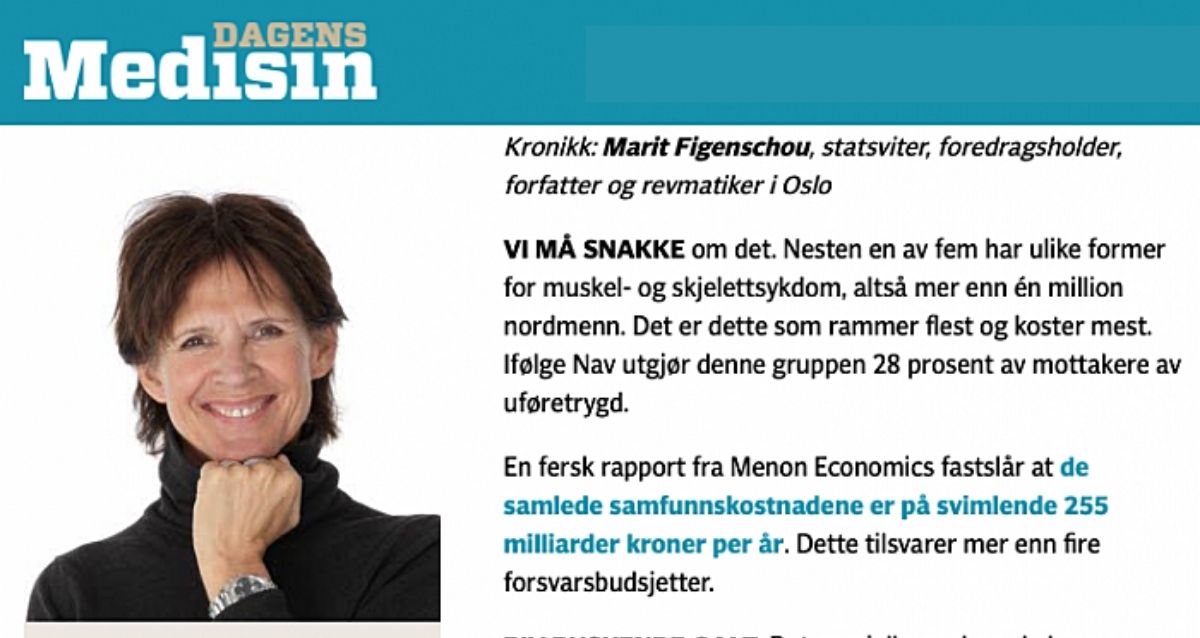 Dyrt stress, kronikk i Dagens medisin med Marit Figenschou